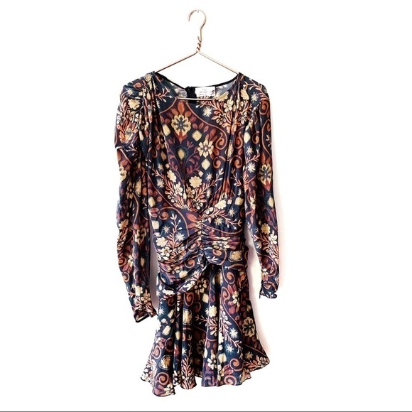 Preen Black Brocade Floral Ruched Dress Large - Picture 2 of 7